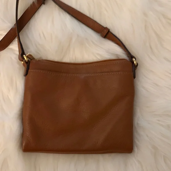 Michael Kors Cognac Leather MK Logo Crossbody Bag - Picture 9 of 13